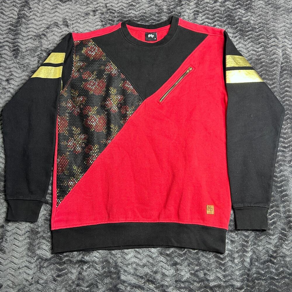 Imperious IMP Red, Black & Gold Abstract Sweatshirt Men's Size Medium